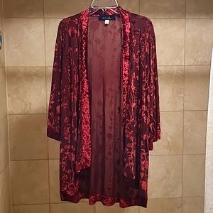 Burgundy Blue Pair Velvet Kimono